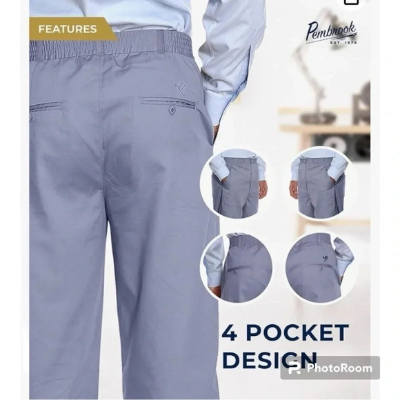 Pembrook men’s big and tall comfort collection easy to wear pants in gray 3XL - Picture 2 of 8